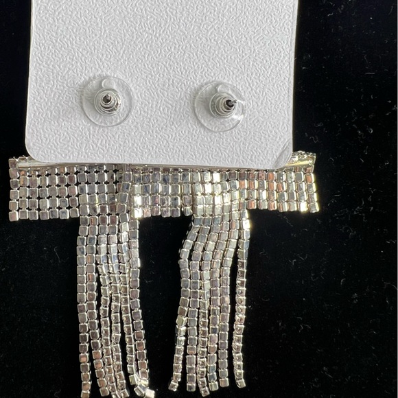 Rhinestone Dangly Cross Pierced Earrings - Picture 4 of 6